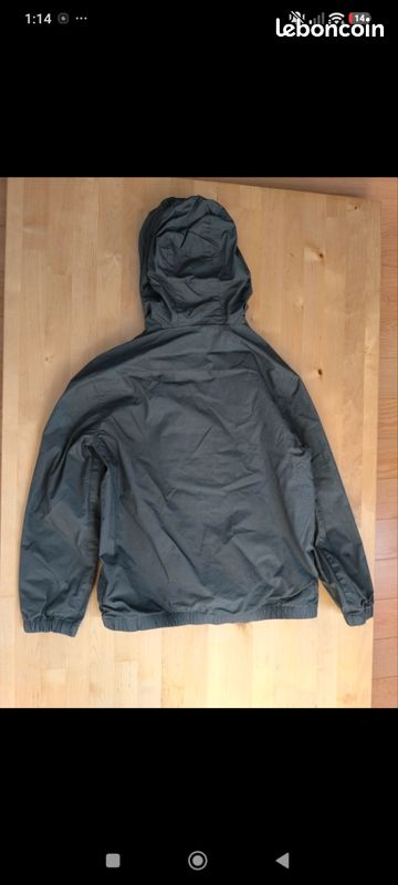 Veste coupe-vent à capuche grise enfant 12 ans légère (image 4)