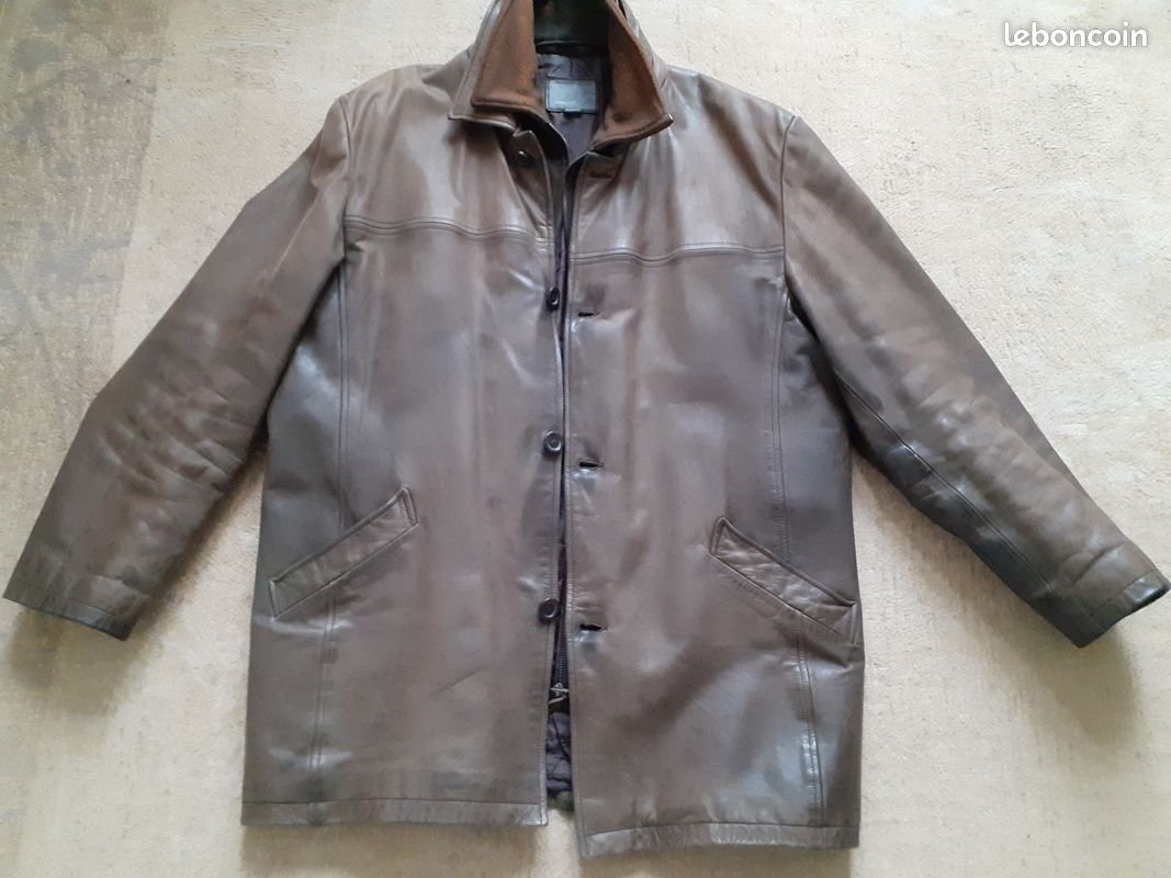 Veste cuir marron de buffle 3/4 (image 1)