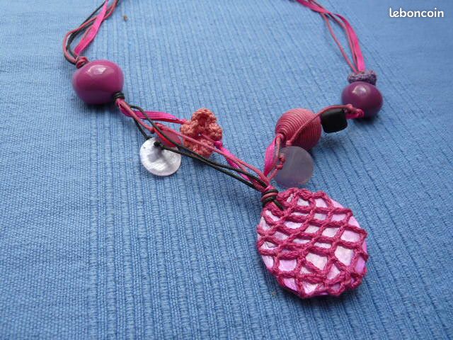 Sautoir bleu, collier coquillage bleu (image 7)