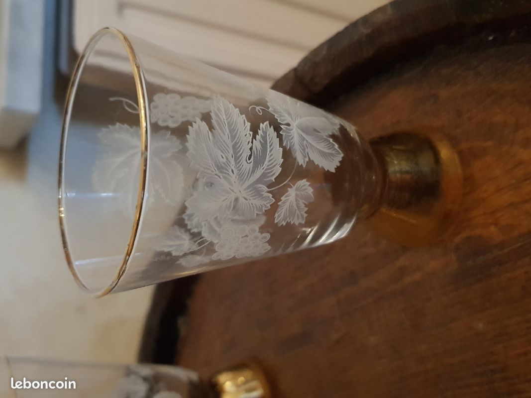 Serie de 6 verres tres anciens avec dorure pour collectionneur (image 2)