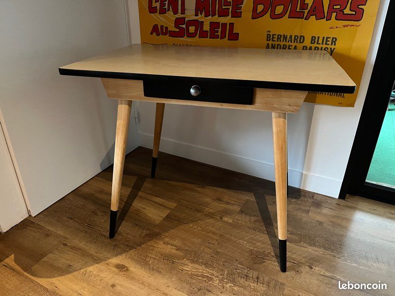 Table en bois bureau année 60 Formica (image 2)