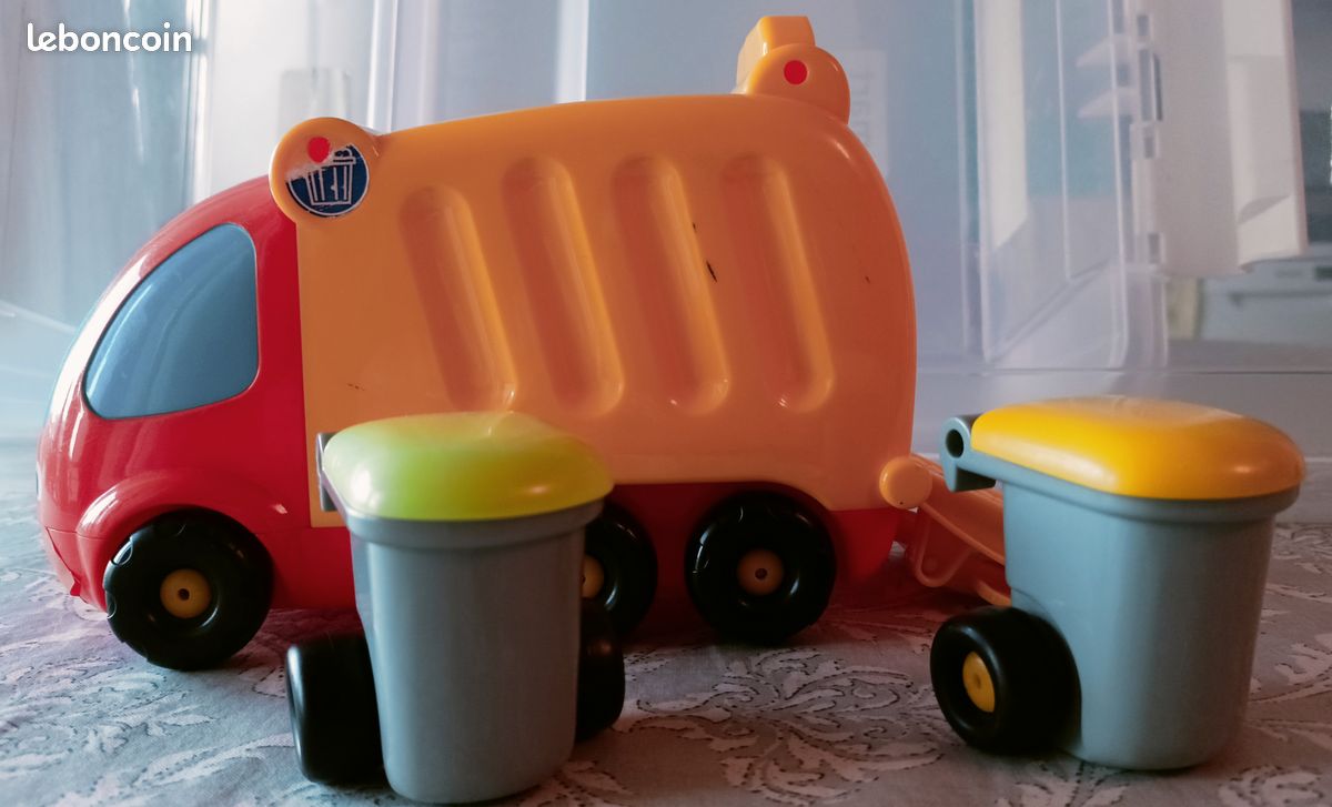 Smoby Vroom Planet Camion Poubelle + 2 poubelles (image 1)