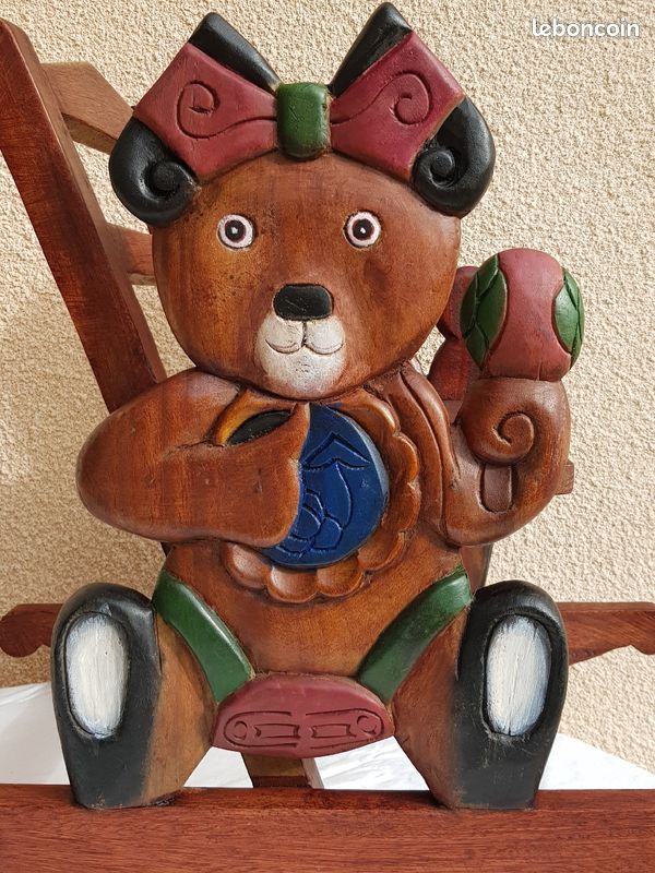 Fauteuil a bascule bois decore (image 5)