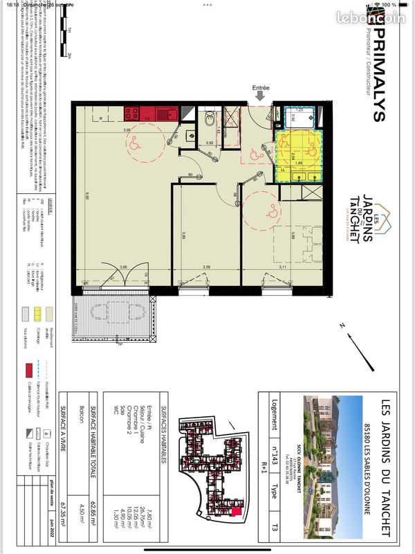 Appartement 3 pièces 67 m² · à Les Sables-d'Olonne · 67 m² · 298 000 €