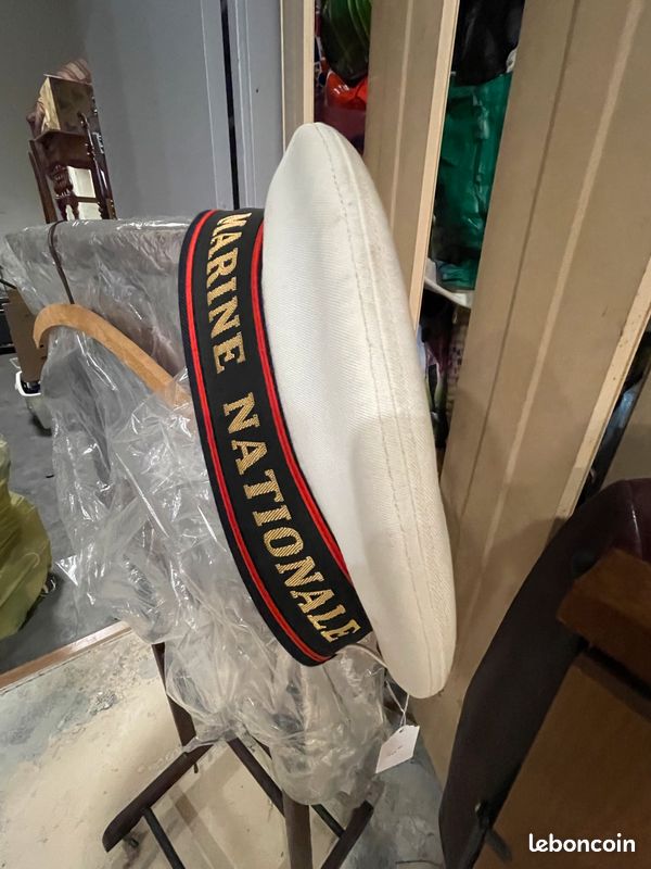 COIFFE BLEUE EN drap de laine t. 54-56 pour casquette Marine nationale 1930-1960 EUR 9,00 - FR
