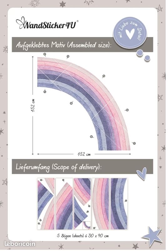 Citations Stickers Sticker Murial Princesse & Dragon - Rose Et Doré, 73x52 Cm - Déco Chambre Enfant Maison Disney Princesse