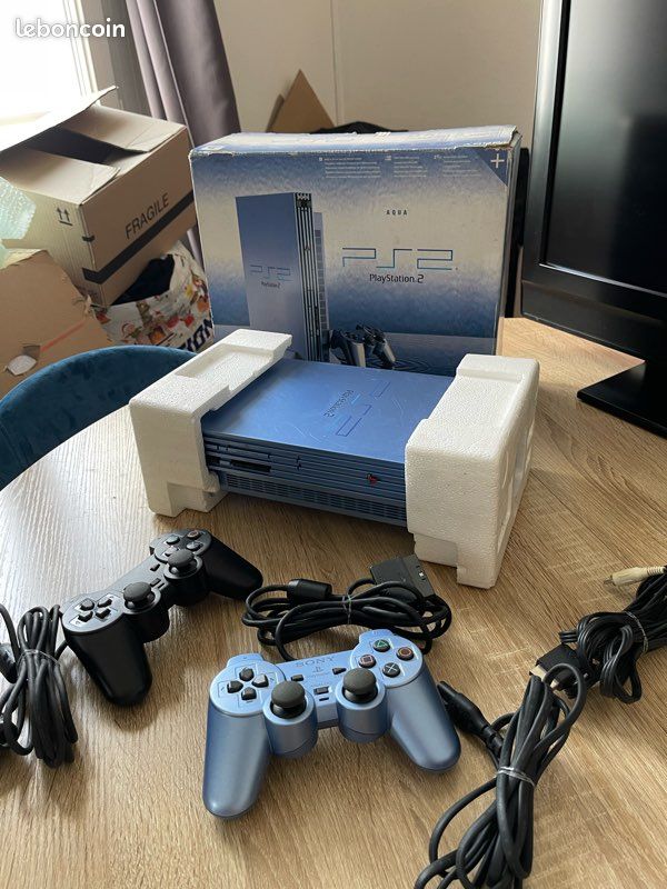 Blue Ps2 Fat Console Aqua Rare Ps2 Console Sony PlayStation FAT