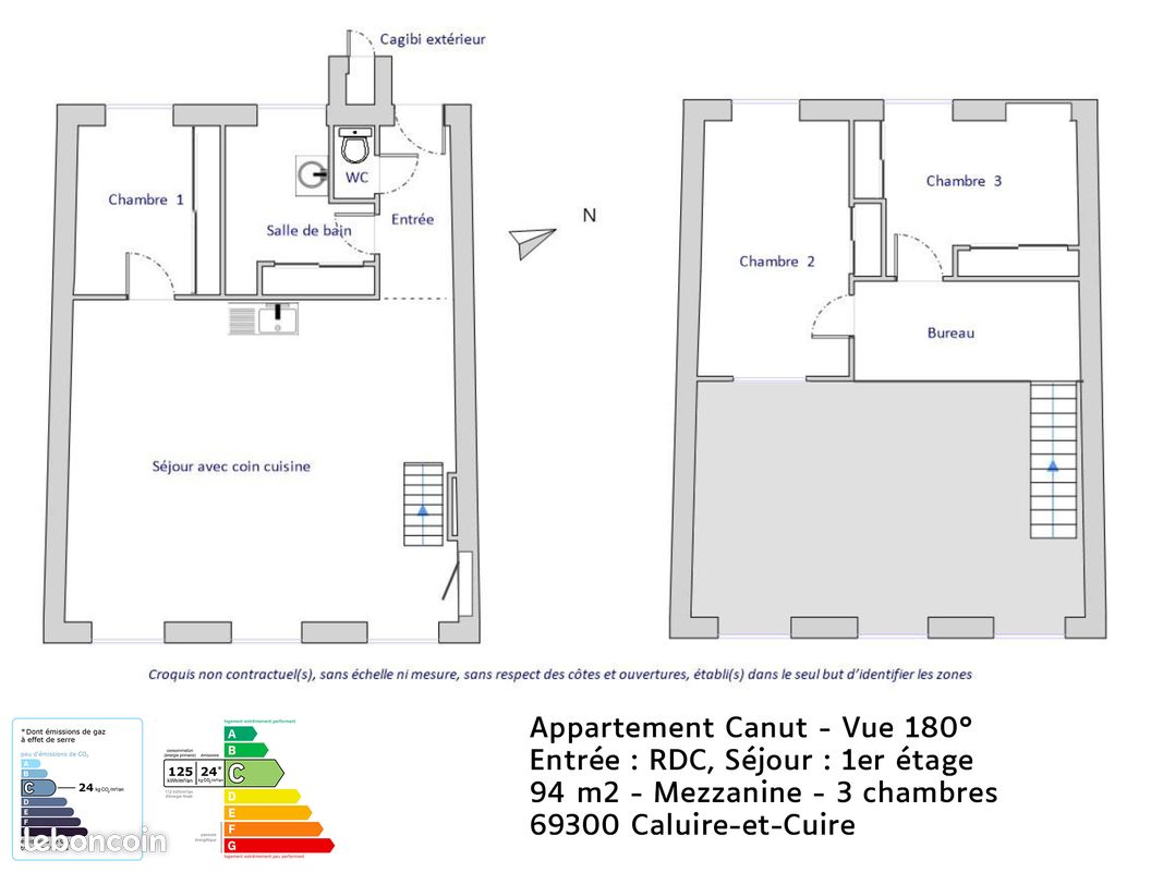 Appartement a louer caluire-et-cuire - 4 pièce(s) - 94 m2 - Surfyn