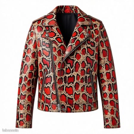 Peau de cuir véritable multicolore imprimé Reptile #349A (image 3)