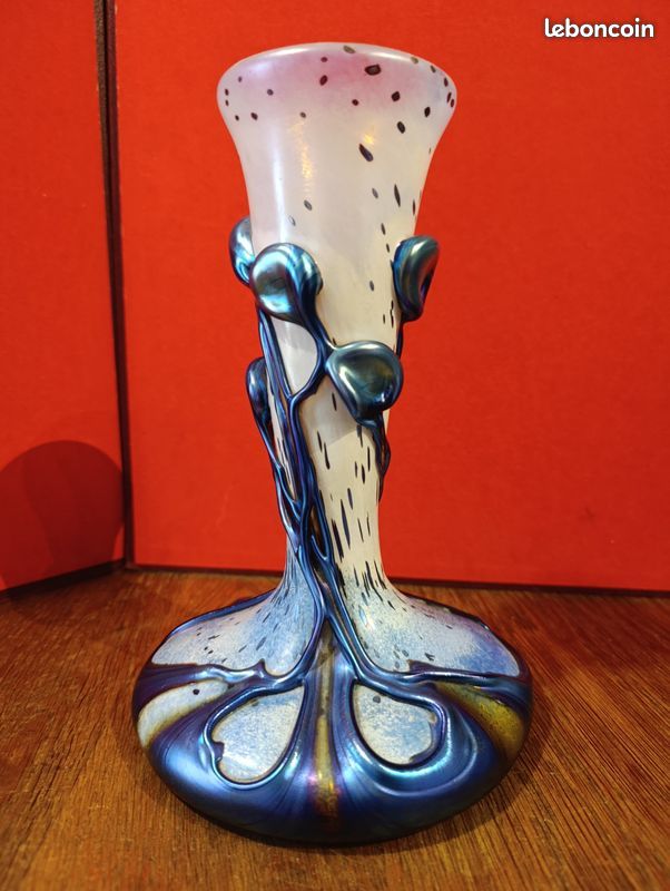 Très beau vase oignon signé par Michele LUZORO à Biot. Signé gravé et daté en masse dessous " Michele LUZORO 1992 / v. Oignon, 10 bi bleu» (image 2)