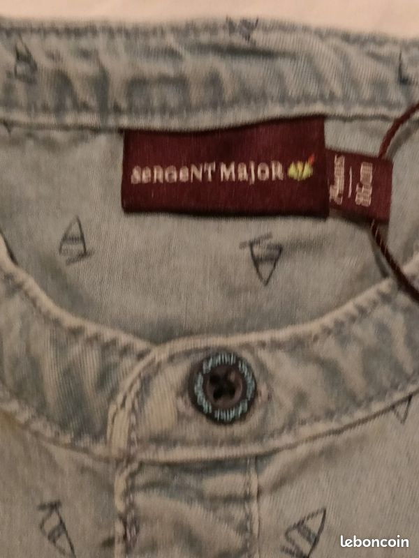Chemise manches courtes Sergent Major 24 mois 
Neuf 
Style chemise en jean (image 1)
