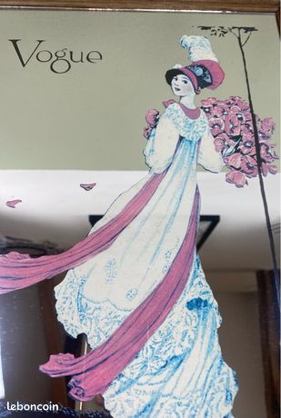 Miroir Sérigraphié VOGUE - 43x33 Cm - Occasion - Déco Murale