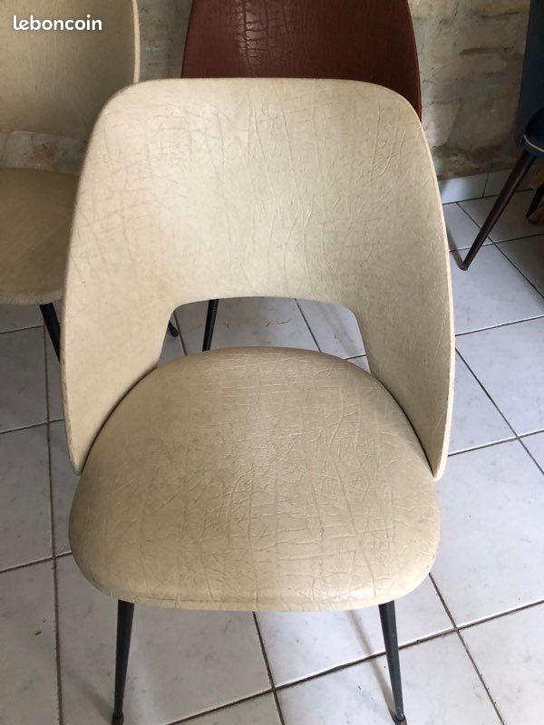 Lot de 3 chaises, vintages, métal et Skaï (image 7)