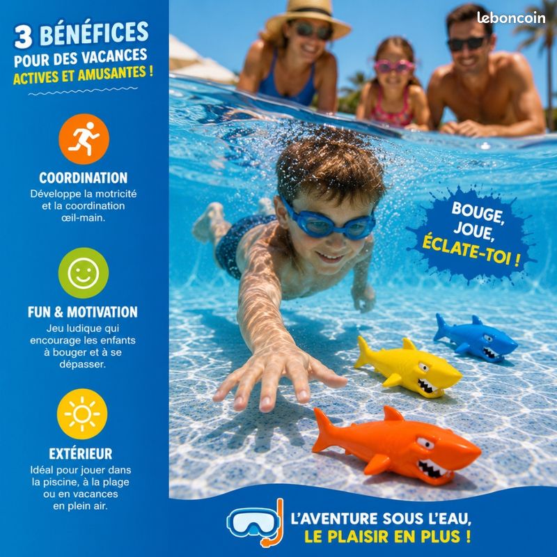 QOCUILC – Lot De 8 Torpilles De Plongée Pour Piscine – Jeux Aquatiques Pour Enfant, Apprentissage Plongée, Sécurité, 4 Couleurs Vives