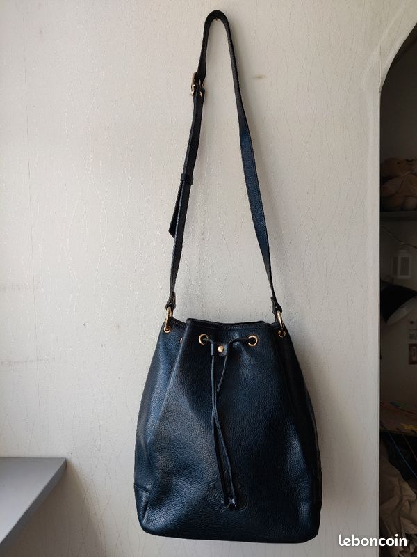 Sac sceau Lamarthe en cuir bleu marine (image 1)
