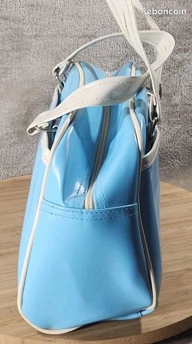 Sac A Main Blanc Claire Et Blanc 2 Poignée Vintage 2 pochettes Cuir ?? (image 2)