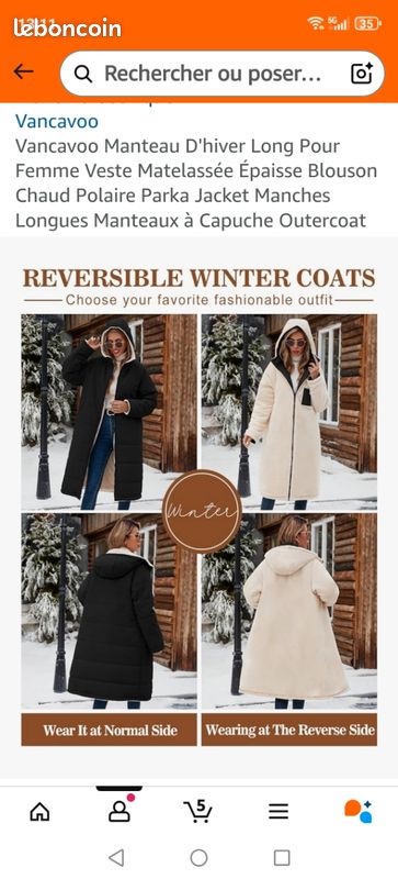 Manteau Hiver Long Femme Vancavoo - Parka Matelassée Épaisse Chaud Doublée Polaire à Capuche