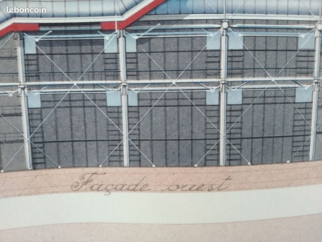 Affiche Paris architecture du Centre Georges Pompidou imprimée en 1993 (image 3)