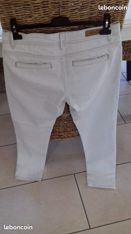 Pantalon femme blanc crème (anti fit) Bonobo (image 3)