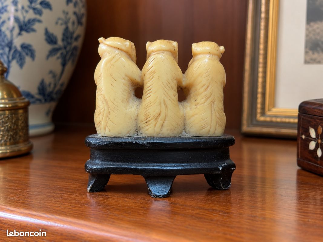 Statuette vintage des 3 singes de la sagesse – Style années 1950-1960 (image 6)