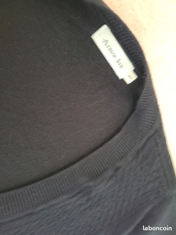 Élégant pull noir fin en laine Armor Lux (image 5)