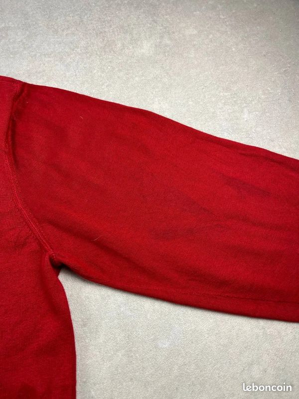 Pull Lacoste homme col V rouge taille XXL 100% coton logo croco petit crocodile vintage France #G27 (image 9)