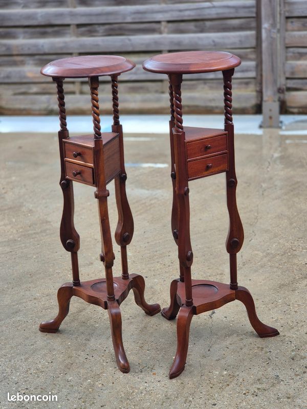 Paire de selettes colonne support en bois acajou bien lire l'annonce (image 7)