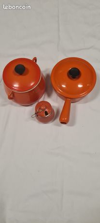 Marmite le creuset vintage orange lourde en fonte émaillée