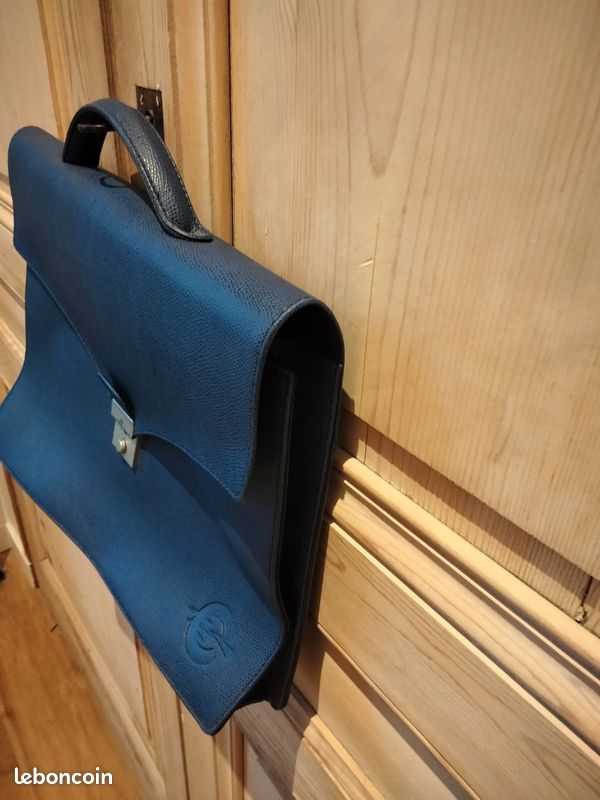 Cartable en simili cuir bleu (image 3)