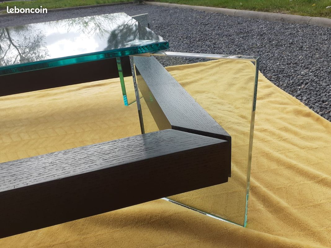 Table basse verre / bois 130x0.80x0.32 (image 2)