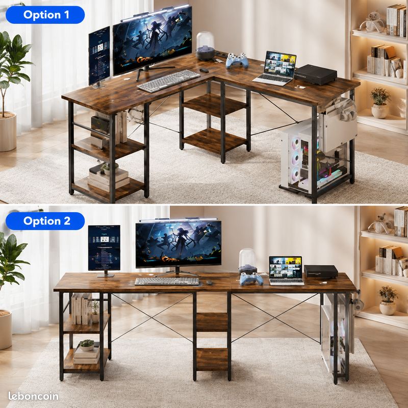 Bureau avec hub électrique intégré golottes câbles USB Type-C rangement (image 5)