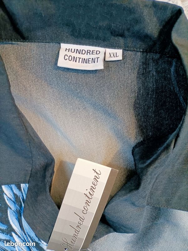 Chemise Vintage Années 90 - Imprimé Graphique Cerf Et Faune, Bleu, Taille L, Coton/polyester