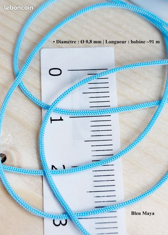 Cordon En Nylon Tressé 1 Mm Bleu Bébé 90 M Bobine Fil De Nylon Pour