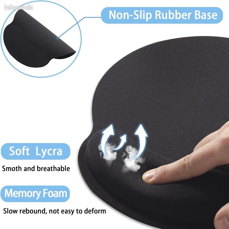 Tapis De Souris Avec Repose-poignet Ergonomique – Mousse Mémoire De Forme, Antidérapant, Pour Bureau Et Gaming (bleu, Surface Soyeuse)