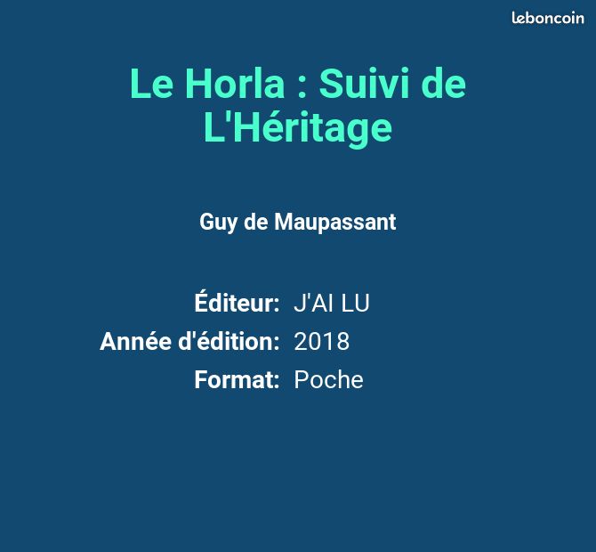 Le Horla : Suivi de L'Héritage - Guy de Maupassant (image 2)
