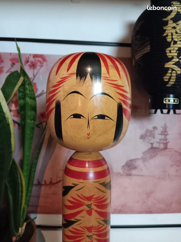Poupée Japonaise Kokeshi Togatta Ancienne - Artisanale Bois Peint à La Main, Années 1960