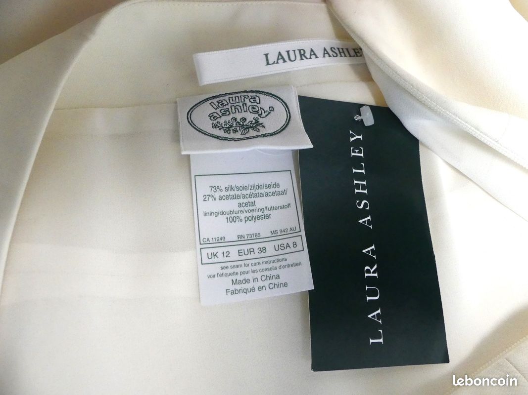 Jupe Laura Ashley En Soie Ivoire Taille 38 - Neuve Avec étiquette, Style Droit Fendu