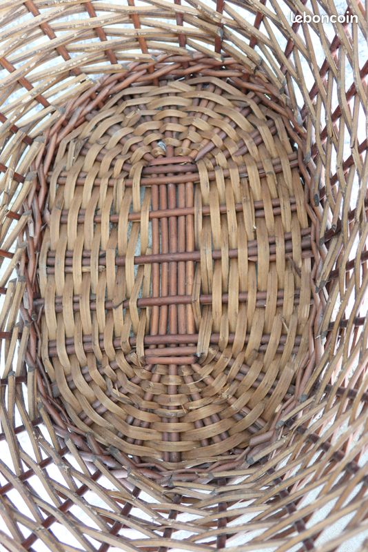 Panier Ancien En Osier Fait Main - Vintage - Dimensions 39x30x22 Cm