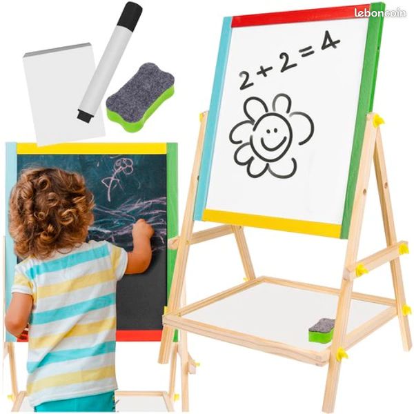 SOPOTUTU Tableau Scolaire Double Face Bois - Ardoise Réutilisable Avec Craies Et Effaceur