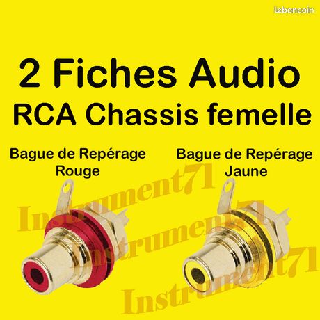 2 Fiches audio RCA châssis repérage Intérieur ROUGE JAUNE en nylon contacts a souder - Instruments de musique