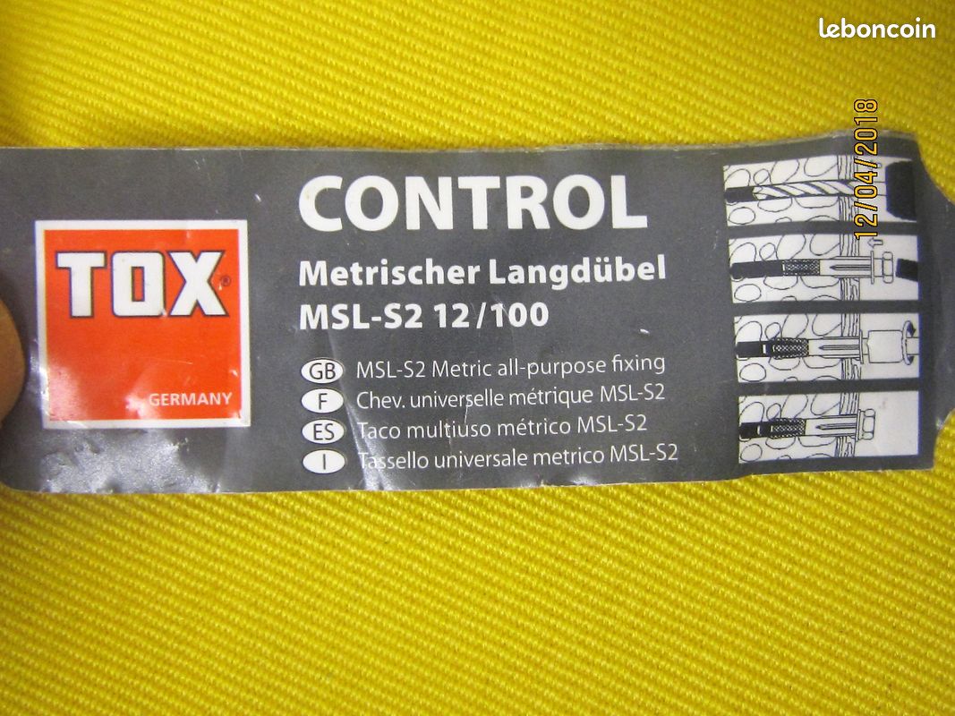 2 XChevilles ancrage TOX-charge lourde-acier galva-monobloc universelle metrique MSL-S2 12X100 NEUF (image 8)