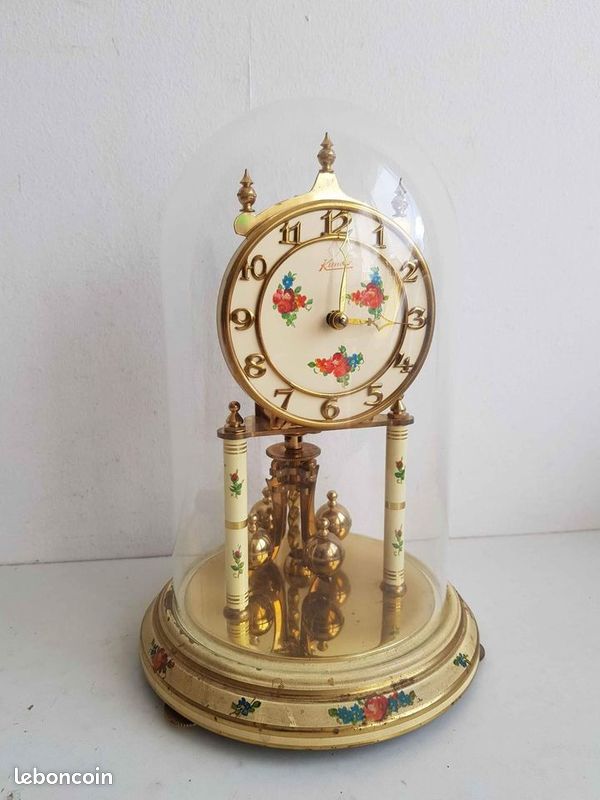Pendule 400 jours vintage Kundo sous globe en verre (image 1)