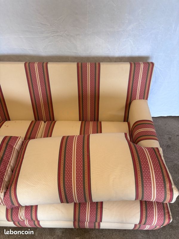 [PAIRE DISPONIBLE] Canapé 2/3 Places – Style Classique à Rayures (image 6)