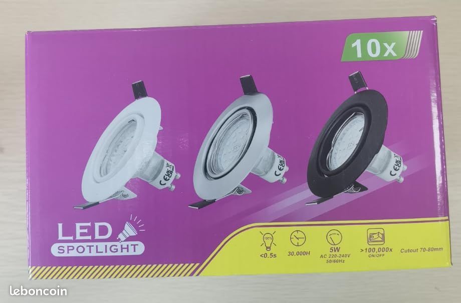 Spot LED Encastrable Orientables,230V Lumière Blanc Froid 6000K,5W(Equivalente 50W Halogène) 600lm GU10 Plafonnier Encastré,Rond Blanc Métal Cadre,30°orientable 120°d’éclairage,Non-Dimmable-Lot de 10 (image 2)