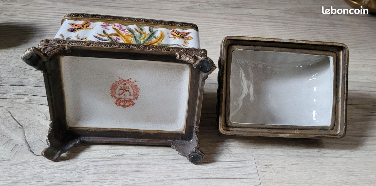 Coffret / boîte à thé Wong Lee en porcelaine et bronze (image 6)