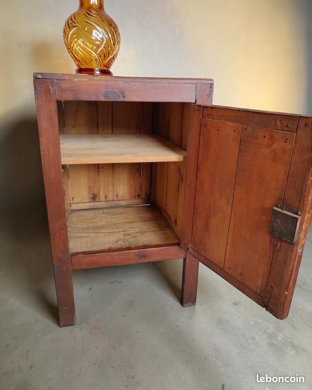 Meuble d'appoint vintage bois massif (authentique) (image 4)