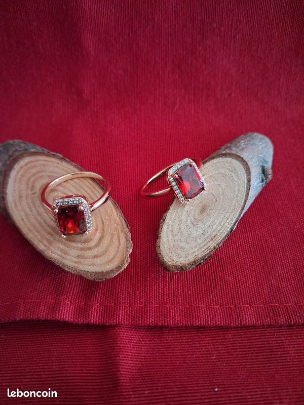 Bague Cœur Dolly-Bijoux - Rubis Cz 10 Mm, Plaqué Or 18K 5 Microns, Taille 60, Neuf Avec étiquettes, Pour Femme