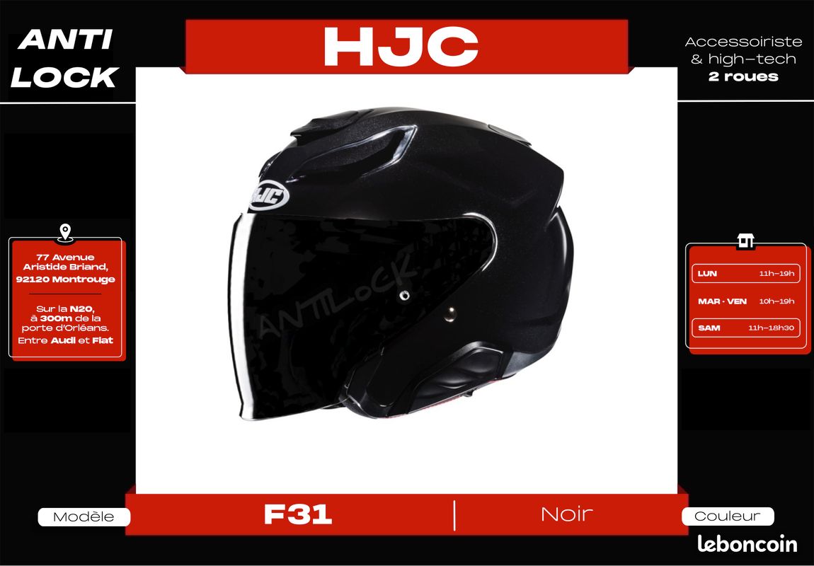Casque Jet 𝗛𝗝𝗖 𝗙𝟯𝟭 | Fibres de verres | 𝗡𝗲𝘂𝗳 + 𝗚𝗮𝗿𝗮𝗻𝘁𝗶𝗲 3 𝗮𝗻𝘀 (image 2)