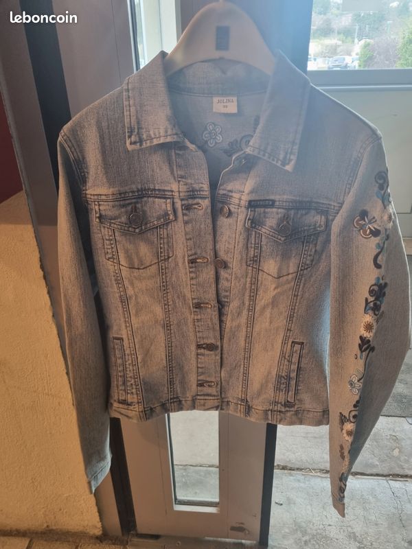 Veste En Jean Bleu Taille 36 Fille - Occasion Très Bon état, Style Décontracté