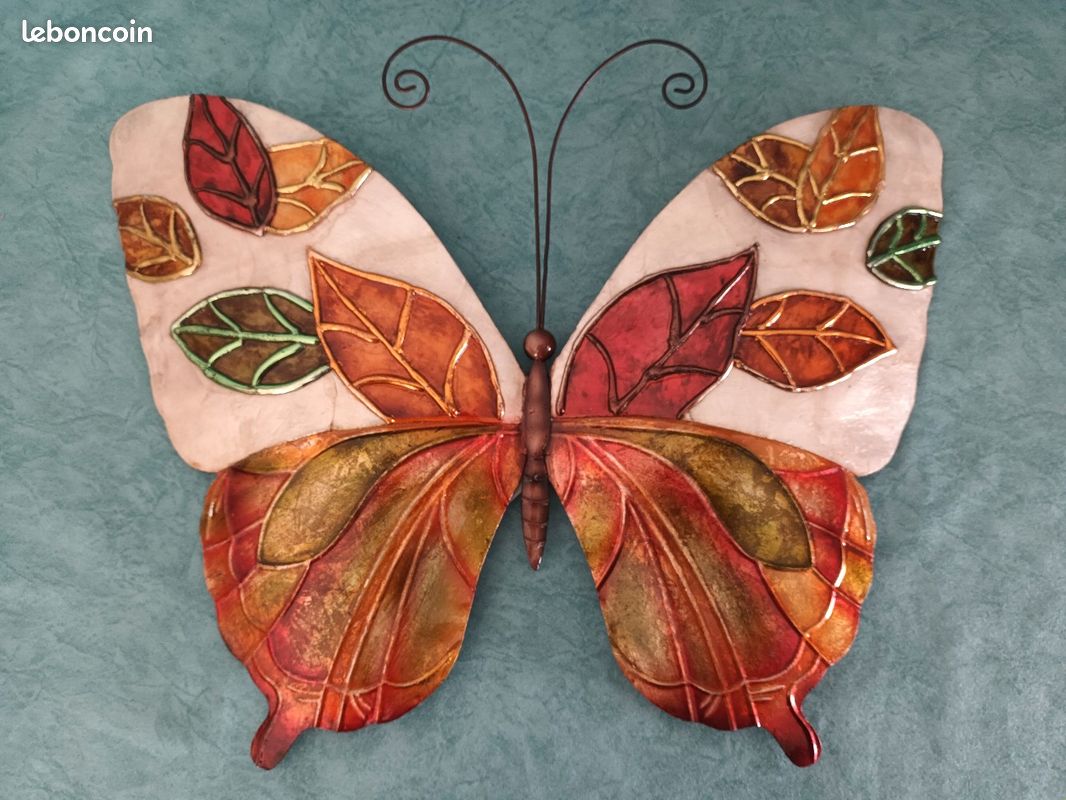 Ancien Panier Métal Forme Papillon - Déco Française Vintage, Gris, Petit Modèle